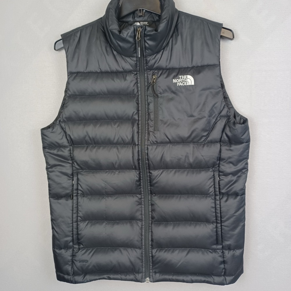 The North Face 550 Down Puffer Vest Mens Medium Black Full Zip Outdoor